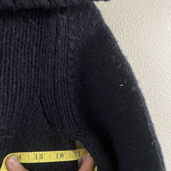 Eddie Bauer Womens Sz Sm Merino Wool Silk Blend Collared Sweater Blue Snowflake - Picture 7 of 8